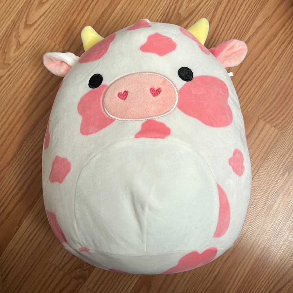 Pink cow squishmallow medium size